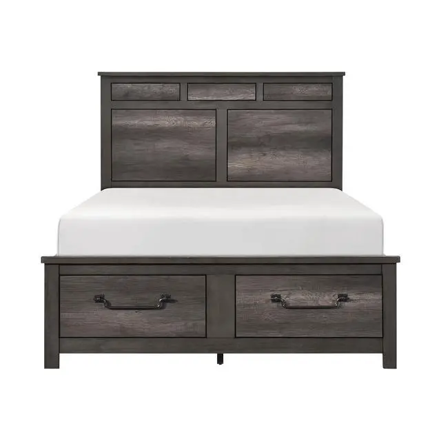 Alt view image 3 of 7 - 1Pc Gray Finish Queen Platform Bed With Footboard Storage Wooden Furniture Traditional Design