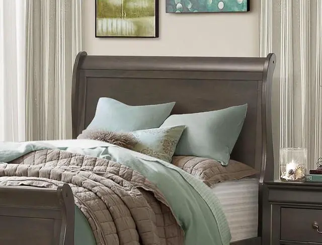 Alt view image 3 of 5 - Classic Louis Philipe Style Twin Size Bed 1Pc Traditional Design Bedroom Furniture Stained Gray Finish Bed