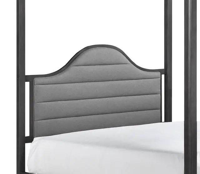 Alt view image 2 of 5 - Upholstery Headboard Canopy Queen Bed 1Pc Wooden Bedroom Furniture