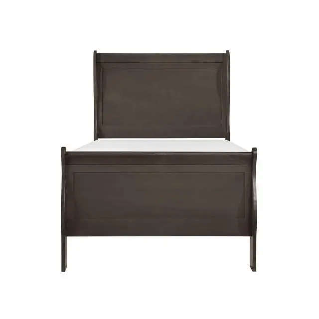 Alt view image 2 of 5 - Classic Louis Philipe Style Twin Size Bed 1Pc Traditional Design Bedroom Furniture Stained Gray Finish Bed