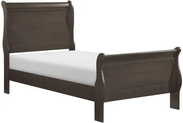 Main image of Classic Louis Philipe Style Twin Size Bed 1Pc Traditional Design Bedroom Furniture Stained Gray Finish Bed