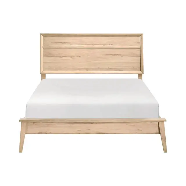 Alt view image 2 of 7 - Classic Style Queen Bed Natural Oak Finish Wooden Bedroom Furniture 1Pc, Mid-Century Modern Design