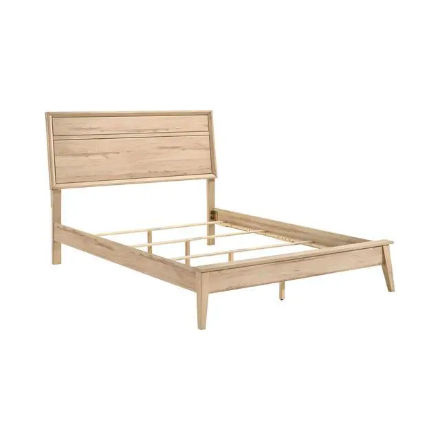 Alt view image 5 of 7 - Classic Style Queen Bed Natural Oak Finish Wooden Bedroom Furniture 1Pc, Mid-Century Modern Design