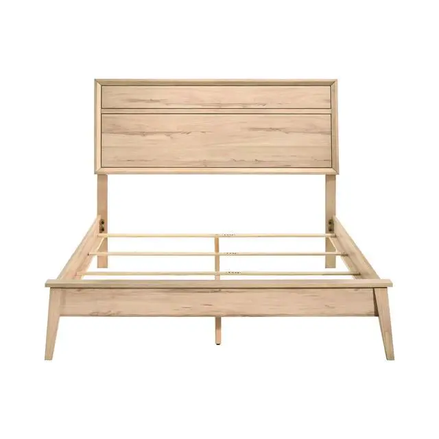 Alt view image 4 of 7 - Classic Style Queen Bed Natural Oak Finish Wooden Bedroom Furniture 1Pc, Mid-Century Modern Design