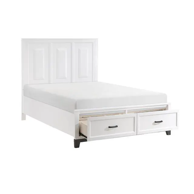 Alt view image 3 of 7 - White Finish Queen Platform Bed With Storage Drawers Wooden Bedroom Furniture 1Pc