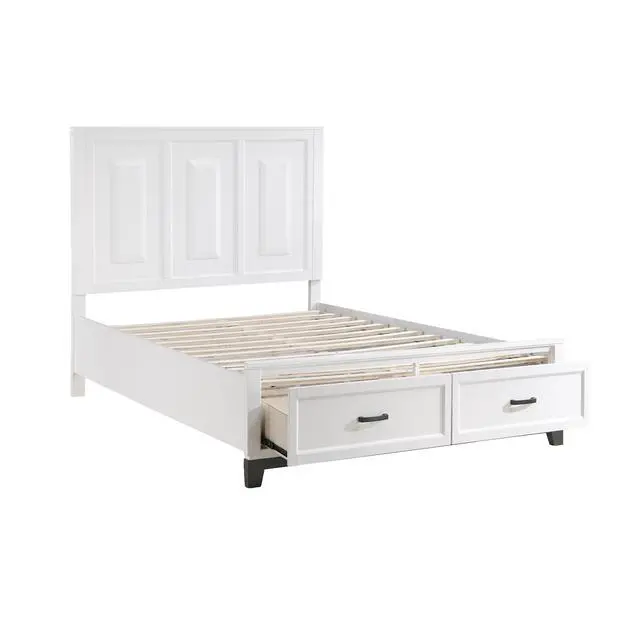 Alt view image 4 of 7 - White Finish Queen Platform Bed With Storage Drawers Wooden Bedroom Furniture 1Pc