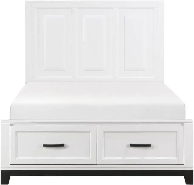 Main image of White Finish Full Platform Bed With Storage Drawers Wooden Bedroom Furniture 1Pc