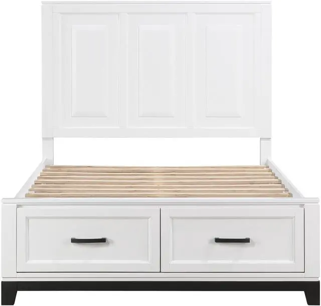 Alt view image 2 of 7 - White Finish Full Platform Bed With Storage Drawers Wooden Bedroom Furniture 1Pc