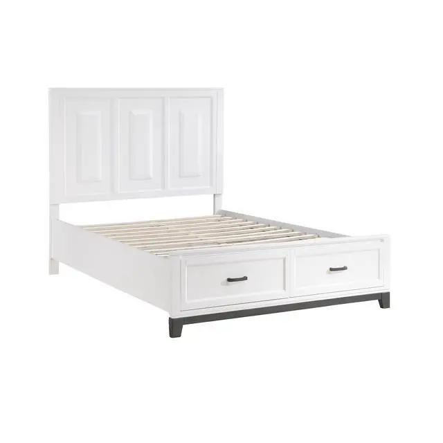 Alt view image 6 of 7 - White Finish Queen Platform Bed With Storage Drawers Wooden Bedroom Furniture 1Pc