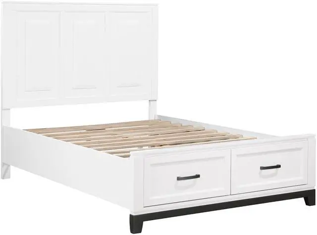 Alt view image 4 of 7 - White Finish Full Platform Bed With Storage Drawers Wooden Bedroom Furniture 1Pc