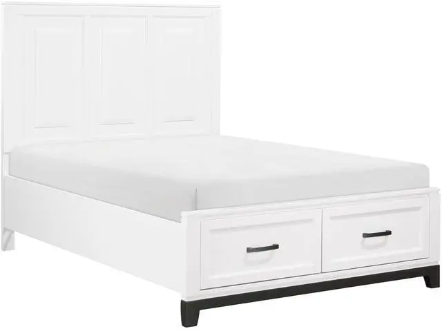 Alt view image 3 of 7 - White Finish Full Platform Bed With Storage Drawers Wooden Bedroom Furniture 1Pc