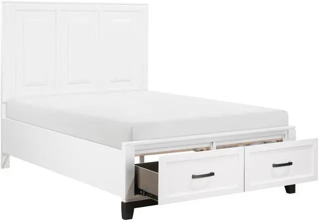 Alt view image 5 of 7 - White Finish Full Platform Bed With Storage Drawers Wooden Bedroom Furniture 1Pc
