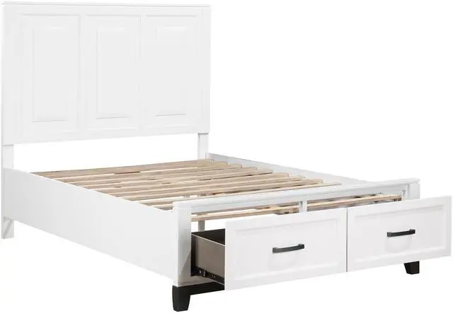 Alt view image 6 of 7 - White Finish Full Platform Bed With Storage Drawers Wooden Bedroom Furniture 1Pc