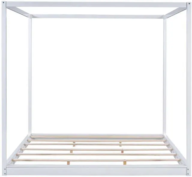 Main image of King Size Canopy Platform Bed With Support Legs,White