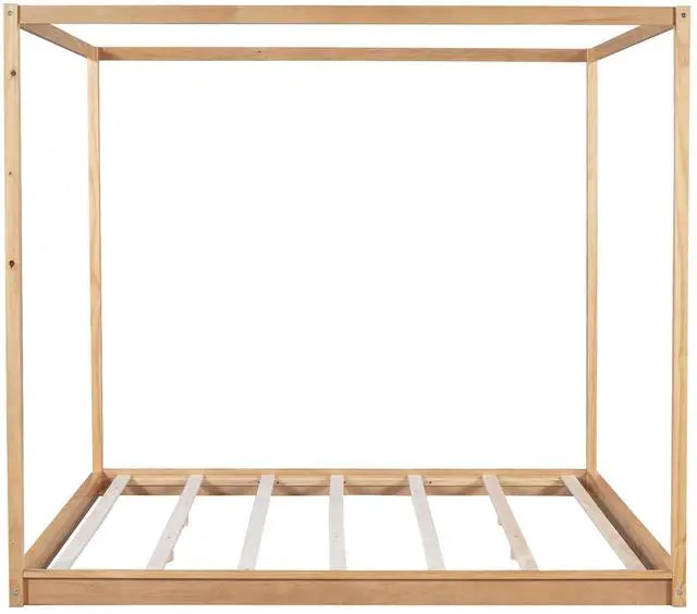 Main image of King Size Canopy Platform Bed With Support Legs, Natural