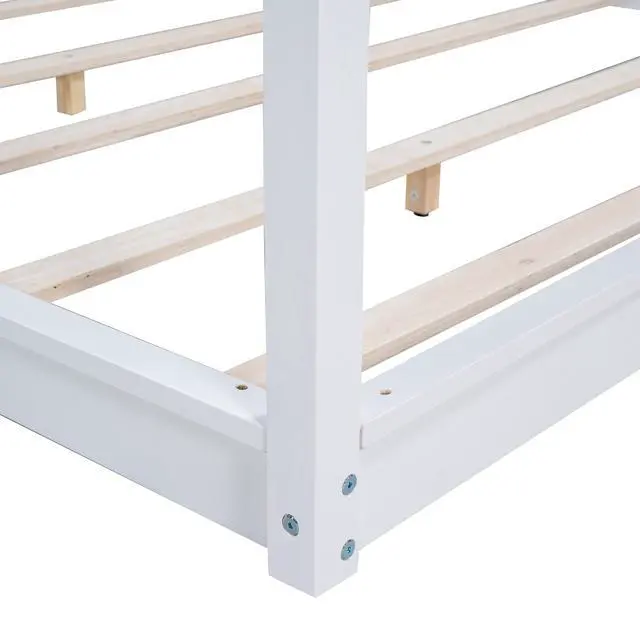 Alt view image 6 of 7 - King Size Canopy Platform Bed With Support Legs,White