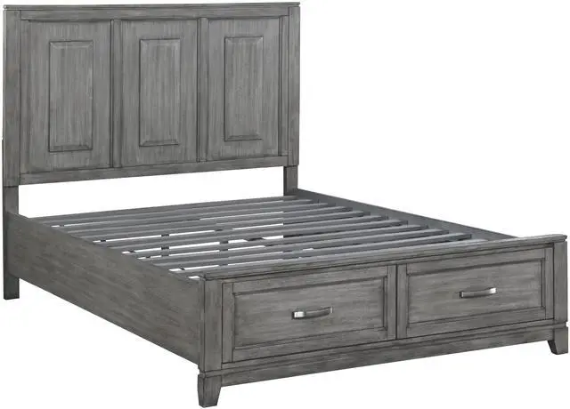 Alt view image 2 of 7 - Gray Finish Queen Platform Bed With Storage Drawers Wooden Bedroom Furniture 1Pc