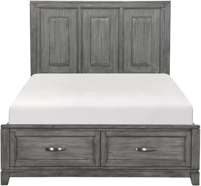 Alt view image 3 of 7 - Gray Finish Queen Platform Bed With Storage Drawers Wooden Bedroom Furniture 1Pc