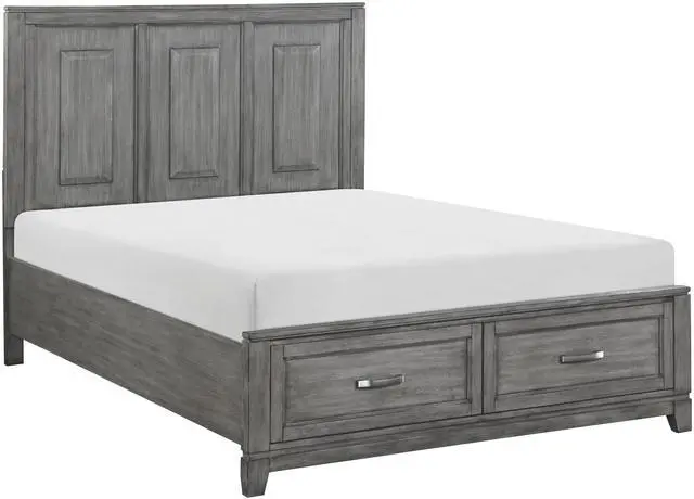Main image of Gray Finish Queen Platform Bed With Storage Drawers Wooden Bedroom Furniture 1Pc