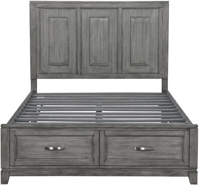 Alt view image 4 of 7 - Gray Finish Queen Platform Bed With Storage Drawers Wooden Bedroom Furniture 1Pc