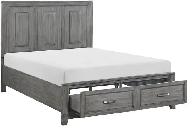 Alt view image 5 of 7 - Gray Finish Queen Platform Bed With Storage Drawers Wooden Bedroom Furniture 1Pc