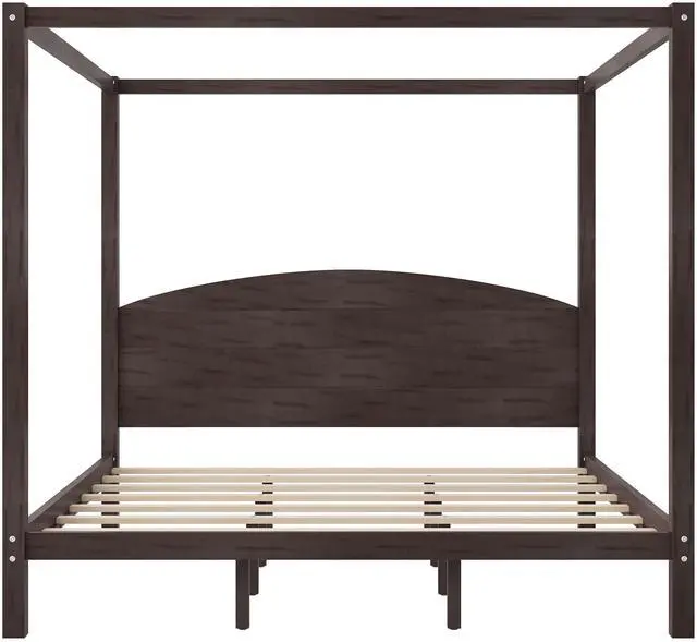 Main image of King Size Canopy Platform Bed With Headboard And Support Legs, Brown Wash
