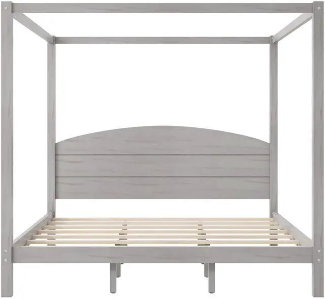 Main image of King Size Canopy Platform Bed With Headboard And Support Legs, Grey Wash