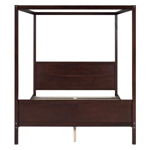 Alt view image 6 of 7 - Queen Size Canopy Platform Bed With Headboard And Footboard,Slat Support Leg - Espresso(Old Sku:Lt001912Aap)