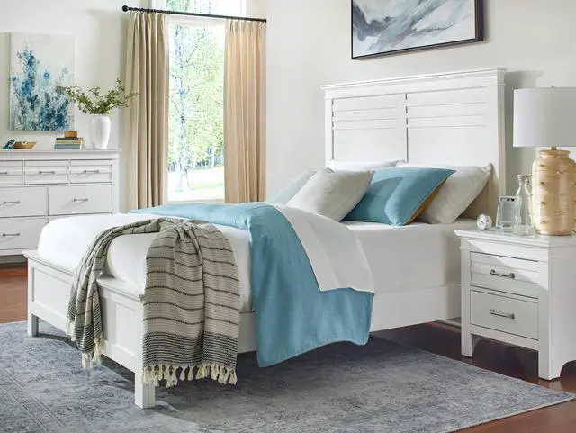 Alt view image 5 of 6 - White Finish Full Bed Transitional Style Wooden Bedroom Furniture 1Pc Panel Bed