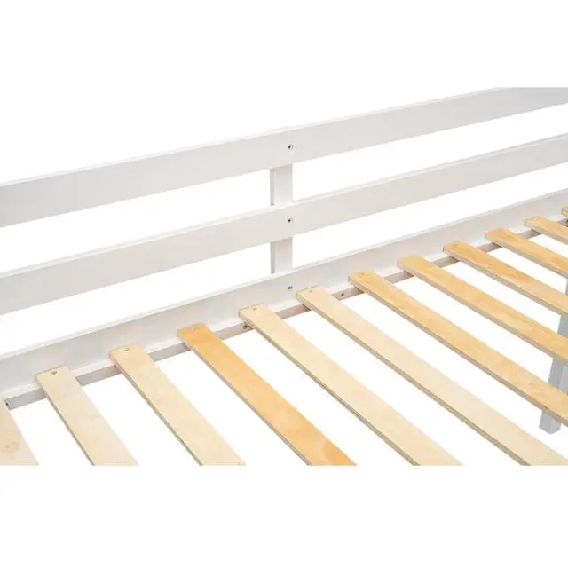 Alt view image 6 of 7 - Twin Size Wood Low Loft Bed With Ladder, Ladder Can Be Placed On The Left Or Right, White