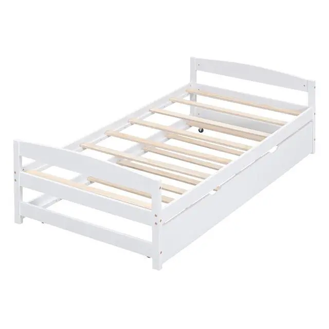 Alt view image 7 of 7 - Twin Size Platform Bed With Twin Size Trundle, White