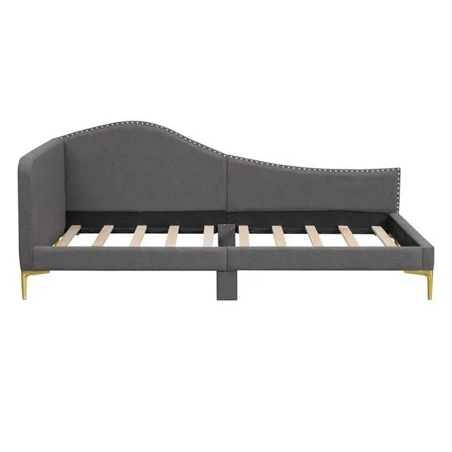 Alt view image 7 of 7 - Twin Size Upholstered Daybed With Headboard And Armrest, Support Legs, Grey