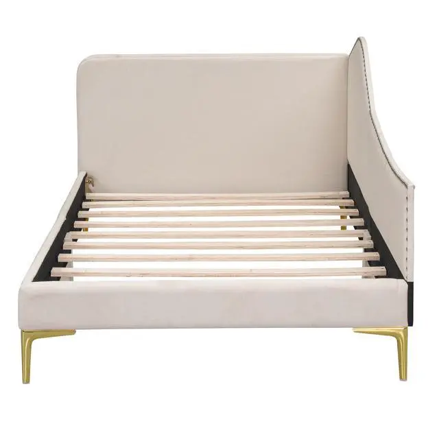 Alt view image 6 of 7 - Twin Size Upholstered Daybed With Headboard And Armrest, Support Legs, Beige