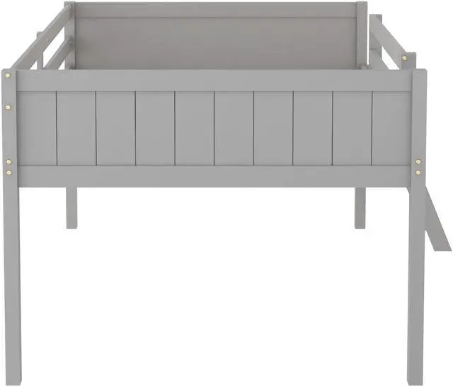 Main image of Full Size Wood Low Loft Bed With Ladder, Ladder Can Be Placed On The Left Or Right, Gray (Old Sku:Gx000366Aae)