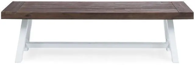 Alt view image 4 of 7 - Dark Brown Sandblast Finish Acacia Wood Dining Bench with White Rustic Metal Finish Frame