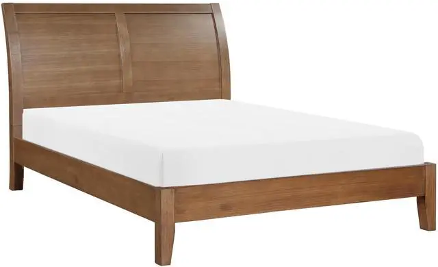 Main image of Transitional Bedroom Furniture 1Pc Queen Platform Bed Light Brown Finish Sleigh Headboard