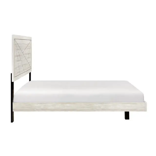 Alt view image 4 of 7 - Contemporary Gray Oak Finish Queen Bed Durable Wooden Bedroom Furniture 1Pc Line Pattern Headboard