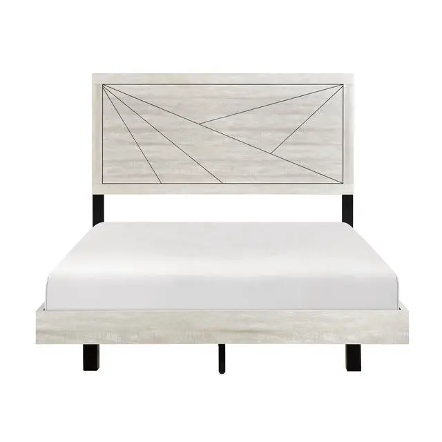 Alt view image 3 of 7 - Contemporary Gray Oak Finish Queen Bed Durable Wooden Bedroom Furniture 1Pc Line Pattern Headboard