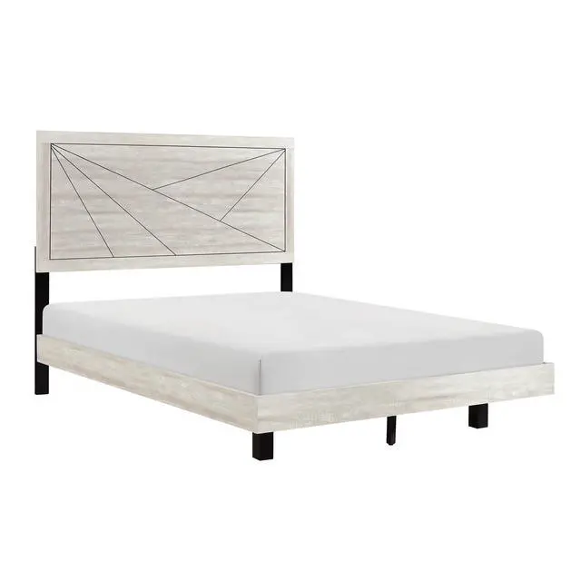 Alt view image 2 of 7 - Contemporary Gray Oak Finish Queen Bed Durable Wooden Bedroom Furniture 1Pc Line Pattern Headboard