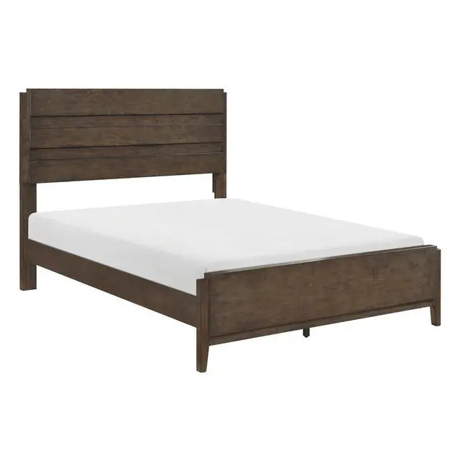 Alt view image 4 of 7 - Classic Contemporary Dark Walnut Finish Queen Bed 1Pc Durable Panel Bedroom Furniture Solid Rubberwood