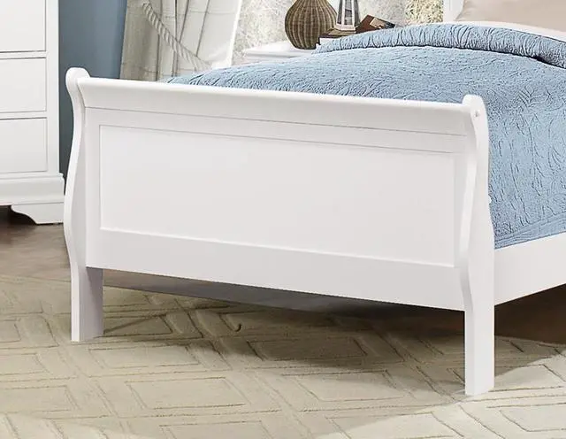 Alt view image 2 of 6 - 1Pc White Finish Twin Size Bed Traditional Louis Philippe Style Wooden Bedroom Furniture