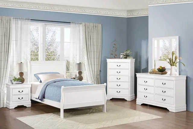 Alt view image 5 of 6 - 1Pc White Finish Twin Size Bed Traditional Louis Philippe Style Wooden Bedroom Furniture