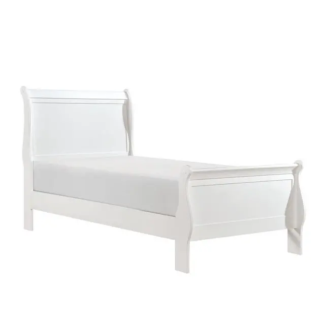 Alt view image 4 of 6 - 1Pc White Finish Twin Size Bed Traditional Louis Philippe Style Wooden Bedroom Furniture