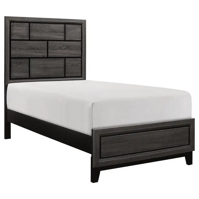 Alt view image 2 of 5 - Modern Contemporary Gray Finish Twin Bed Wooden Bedroom Furniture 1Pc Line Design Headboard Panel