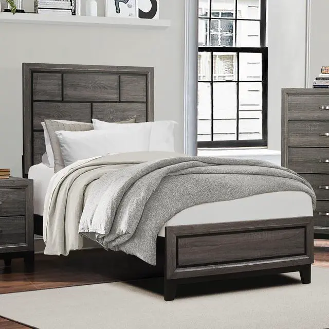 Alt view image 3 of 5 - Modern Contemporary Gray Finish Twin Bed Wooden Bedroom Furniture 1Pc Line Design Headboard Panel