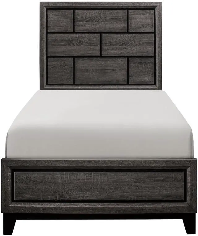 Main image of Modern Contemporary Gray Finish Twin Bed Wooden Bedroom Furniture 1Pc Line Design Headboard Panel