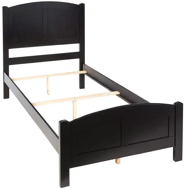 Main image of Black Color 1Pc Full Size Bed Youth Bedroom Furniture Unique Arch Design Headboard Footboard Rubberwood