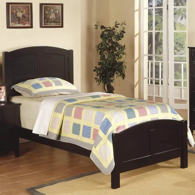 Alt view image 2 of 7 - Black Color 1Pc Full Size Bed Youth Bedroom Furniture Unique Arch Design Headboard Footboard Rubberwood