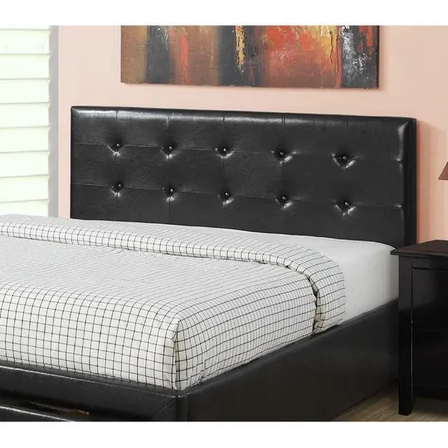 Alt view image 4 of 7 - Bedroom Furniture Black Under Storage Bed Fb 1Pc Full Size Bed Faux Leather Upholstered Tufted Headboard