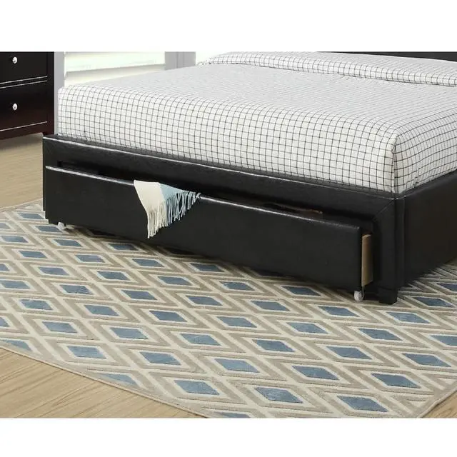 Alt view image 6 of 7 - Bedroom Furniture Black Under Storage Bed Fb 1Pc Full Size Bed Faux Leather Upholstered Tufted Headboard